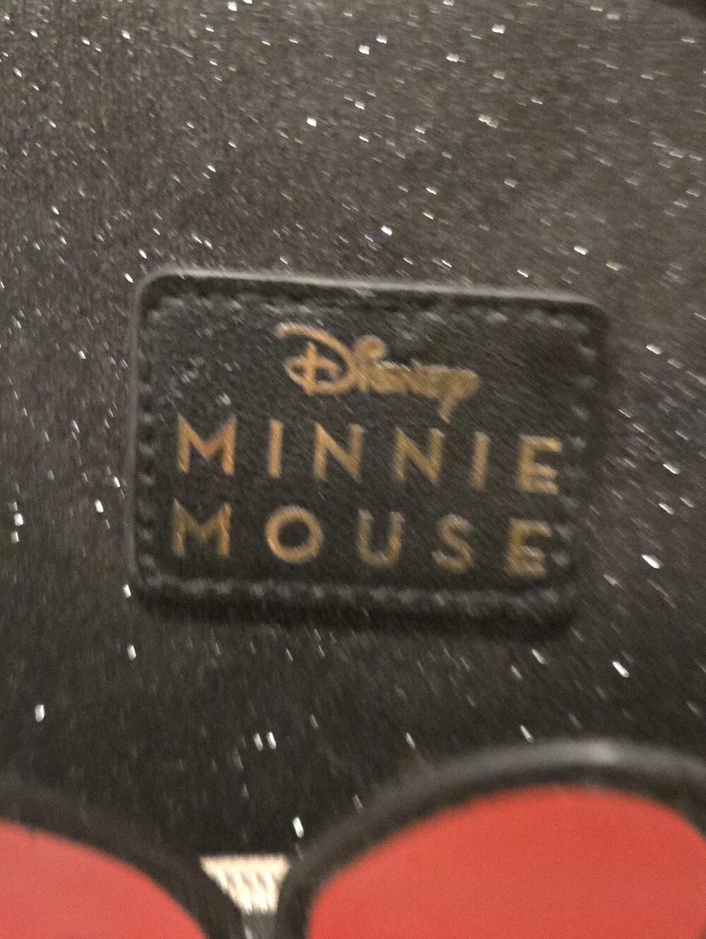 Official Disney Minnie Mouse All Over Black Glitter Mini Backpack Gold Polka Dot